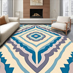 Vibrant Blue Diamond Layered Rug