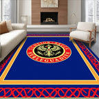 Bold Red Eagle Emblem Royal Blue Rug
