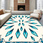 Turquoise Crystal Diamond Mandala Rug