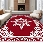 Crimson Snowflake Arabesque Frame Rug