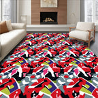 Bold Red Multicolor Abstract Fragment Rug