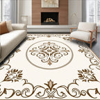 Rich Gold Cream Floral Scroll Rug