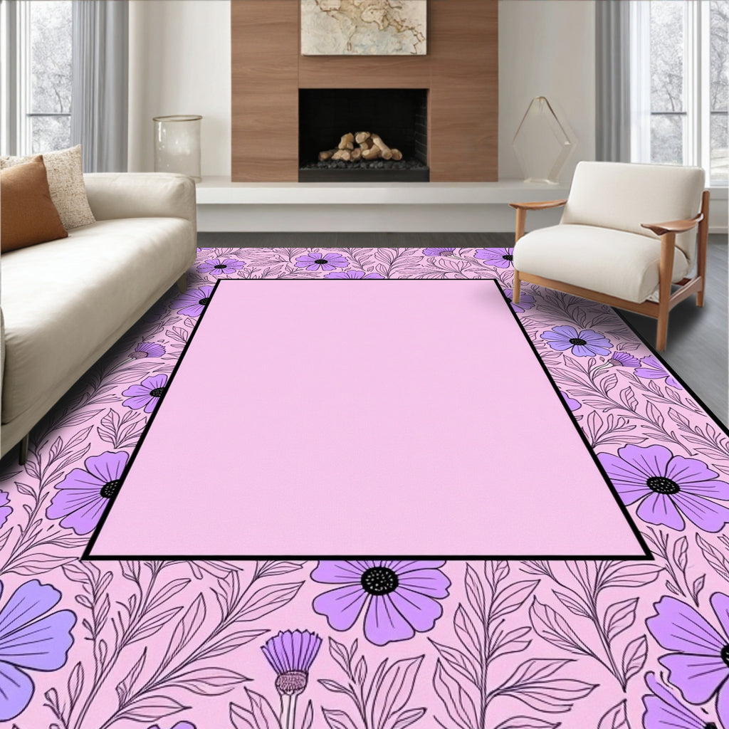 Lavender Floral Vine Meadow Rug