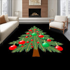 Green Fir Tree Red Ball Ornaments Rug