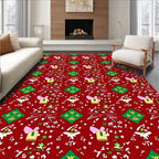 Red Green Gift Box Lucky Clover Rug