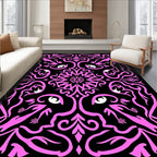 Pink Black Abstract Animal Mandala Rug
