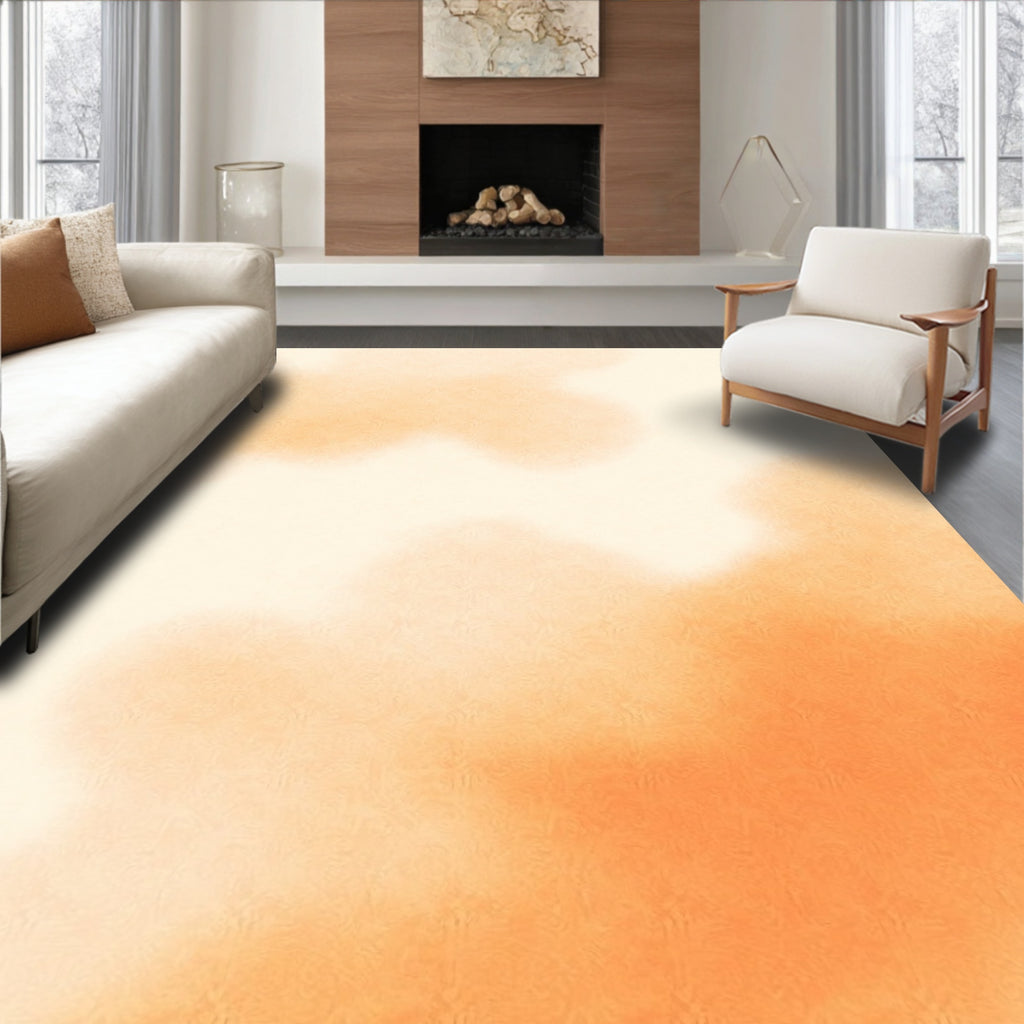 Soft Peach Cloud Wash Abstract Rug