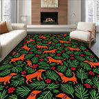 Orange Dachshunds Among Green Ferns Rug
