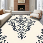 Classic Blue And Cream Floral Medallion Rug