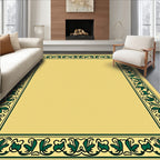 Golden Green Nouveau Floral Border Rug