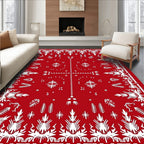 Crimson White Folk Art Blossom Rug