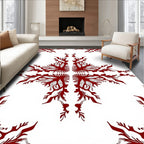 Crimson Stylized Branch Mandala Rug