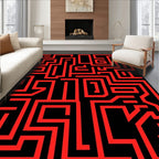 Crimson Labyrinth Lines Rug