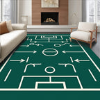Green Soccer Tactics Field Rug