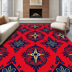 Crimson Navy Floral Medallion Tapestry Rug