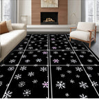Winter Snowflake Scattered Black Rug