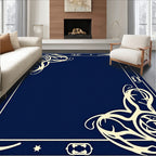 Navy Blue Cream Ornamental Frame Rug