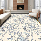 Pastel Blue Floral Swirlery Tapestry Rug