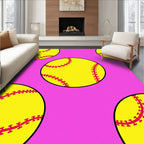 Bright Yellow Softball Stitch Repeat Rug