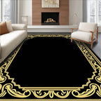 Elegant Gold Ornamental Frame Rug