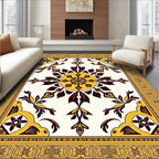 Antique Yellow Medallion Floral Border Rug