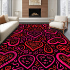 Bold Red Pink Heart Medallion Rug