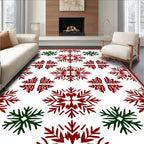 Festive Red Green Snowflake Collage Rug