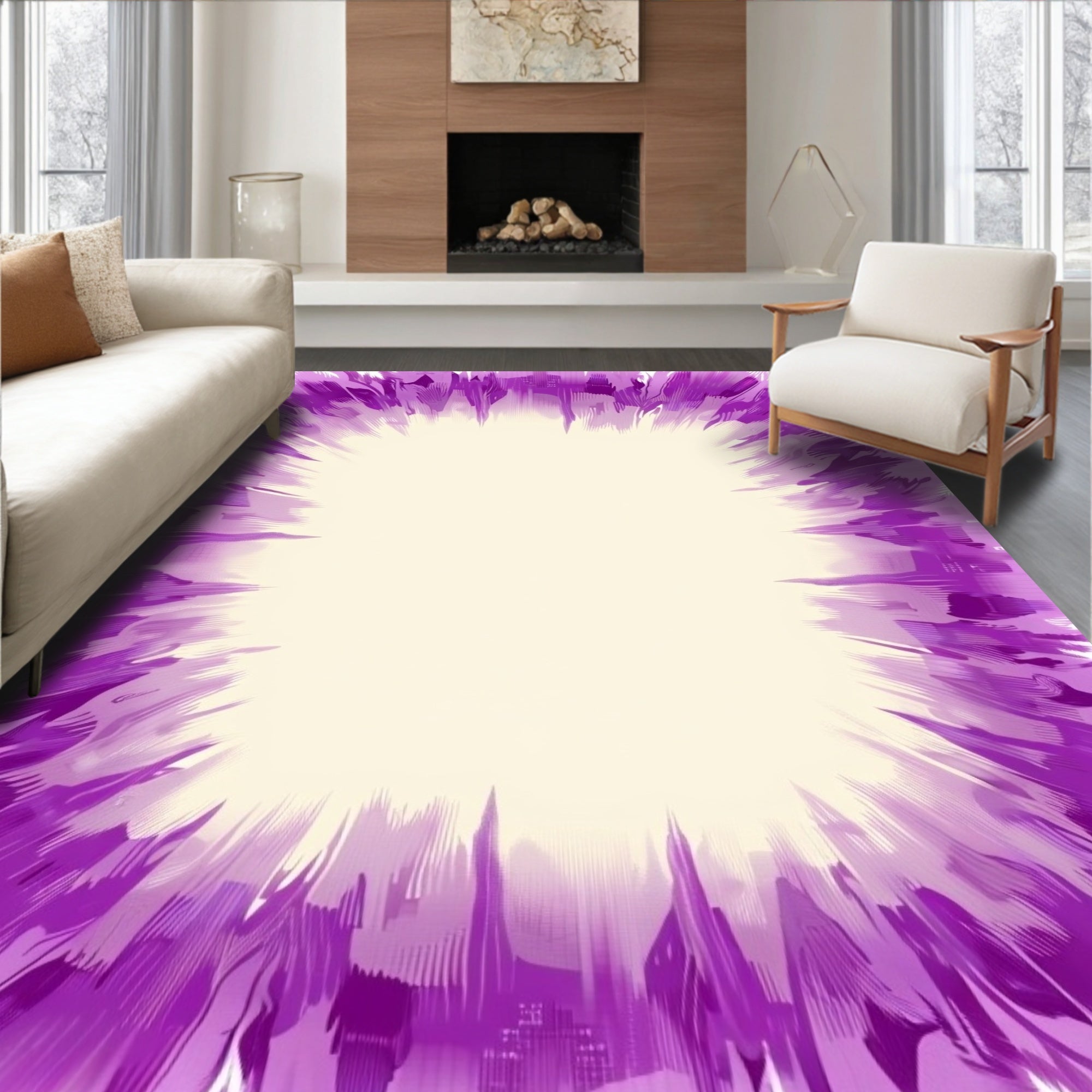 Vibrant Purple Burst Abstract Rug