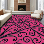 Crimson Black Swirl Vine Rug