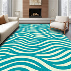 Ocean Blue Creamy Waves Rug