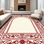 Intricate Red Floral Archway Frame Rug