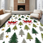 Festive Winter Trees Sleigh Gifts Stars Rug