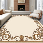 Cream and Gold Acanthus Scroll Border Rug
