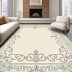 Ornate Ivory Scroll Border Rug