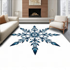 Deep Blue Snowflake Mandala Rug