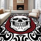 Black Crimson Skull Ornate Rug