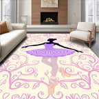 Lavender Ballerina Silhouette Cream Floral Rug