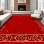 Crimson Gold Heart Swirl Star Rug