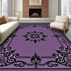 Elegant Lilac Floral Medallion Border Rug