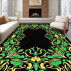Emerald Gold Floral Border Rug