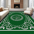 Emerald Green Botanical Machine Frame Rug
