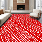 Crimson White Linear Abstract Diagonal Rug