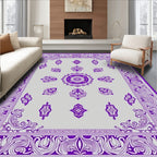 Ornate Purple Blossom Medallion Rug