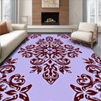 Dark Red Floral Medallion Damask Rug