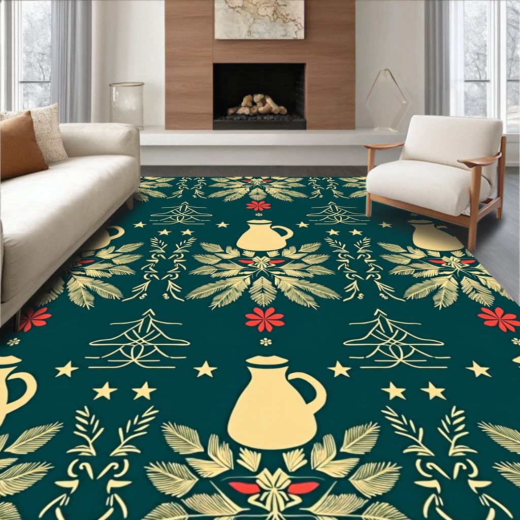 Cream Pitcher and Fern Repeating Pattern Rug