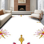 Golden Magenta Starburst Floral Corner Rug