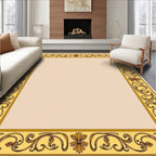 Yellow Leaf Swirl Border Rug