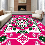 Royal Fuchsia Floral Medallion Garden Rug