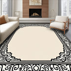 Ornate Black Filigree Corner Medallion Rug