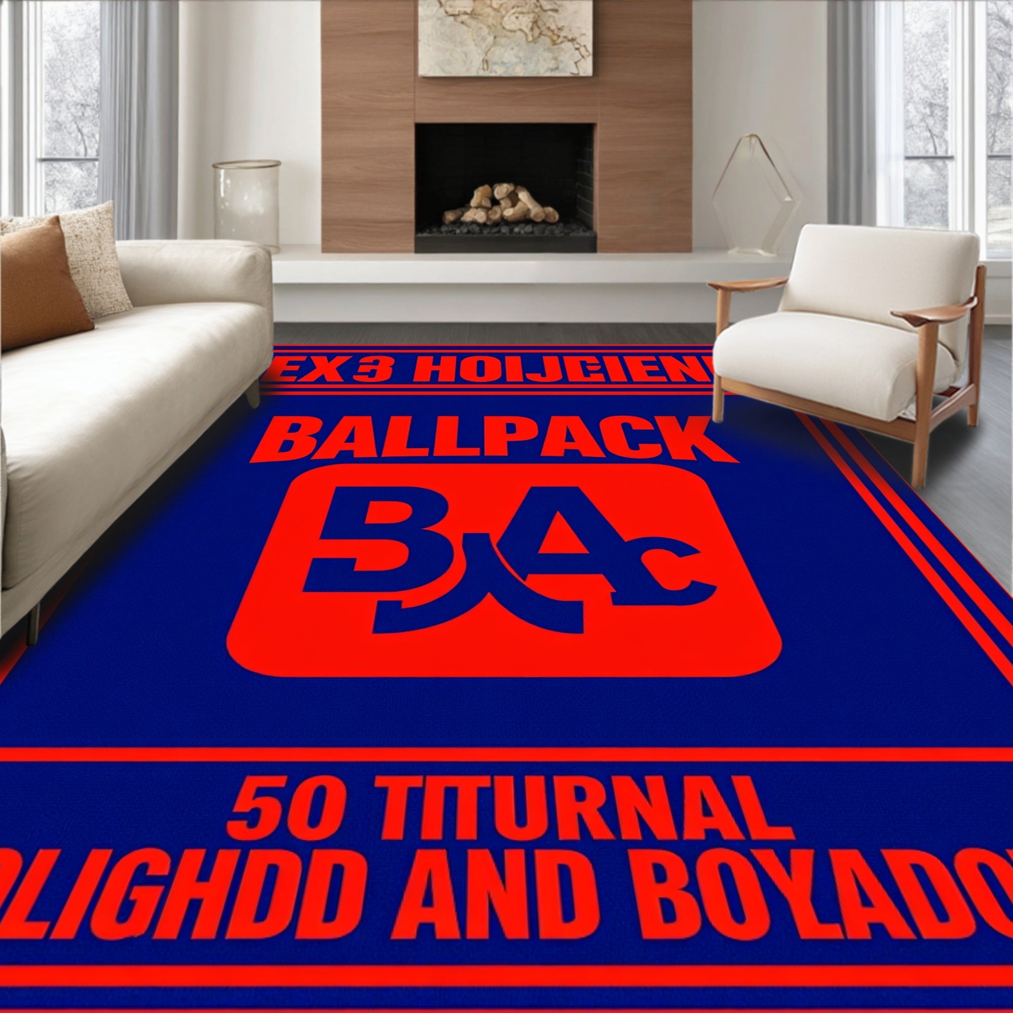 Bold Orange BA Monogram Blue Rug